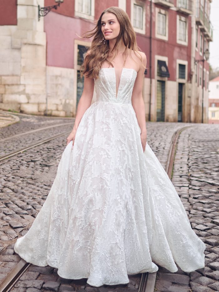 Bride In Satin Wedding Dress Called Amber By Maggie Sottero