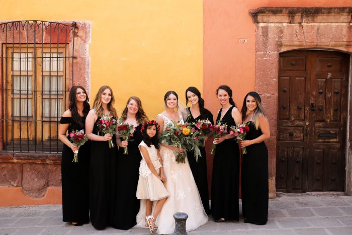 Bride With Bridesmaids Wearing Black Bridesmaid Dress Ideas at Mexican Wedding