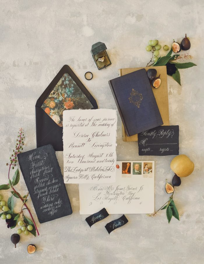 Black and Yellow Luxe Spring Wedding Invitations