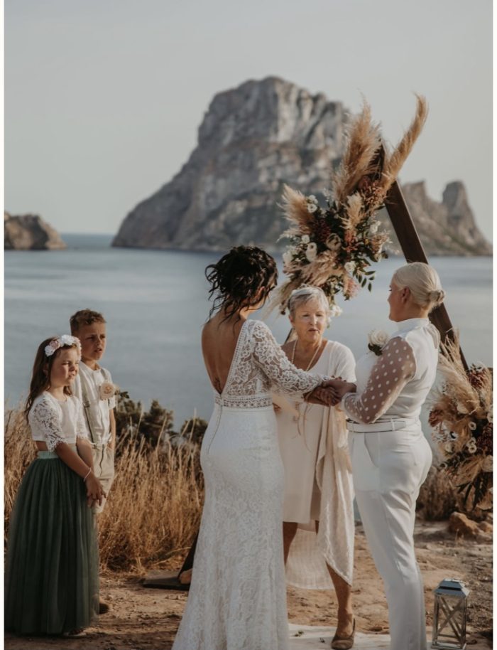 LGBTQ+ Bride In Boho Wedding Dress Called Drita By Maggie Sottero