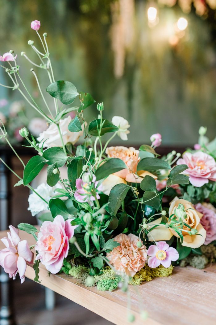 Pastel and green floral arrangements