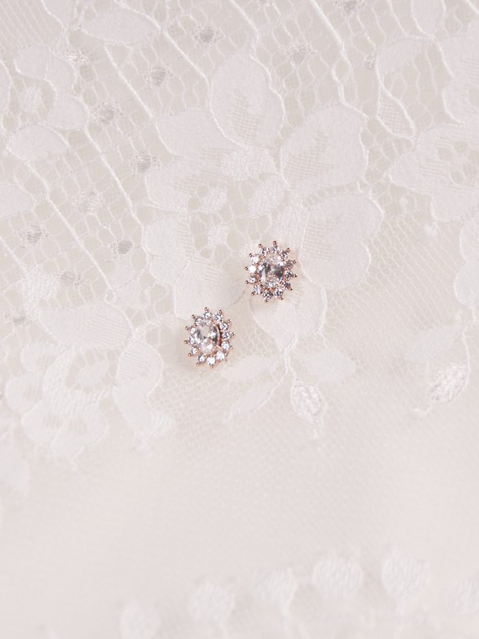 Diamond Stud Wedding Earrings Called Kensington by A'El Este and Maggie Sottero