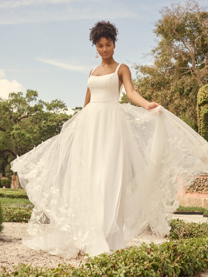 Wedding Dress Trends Square Neck Gown Bride Wearing A Dress Called Sondra By Maggie Sottero