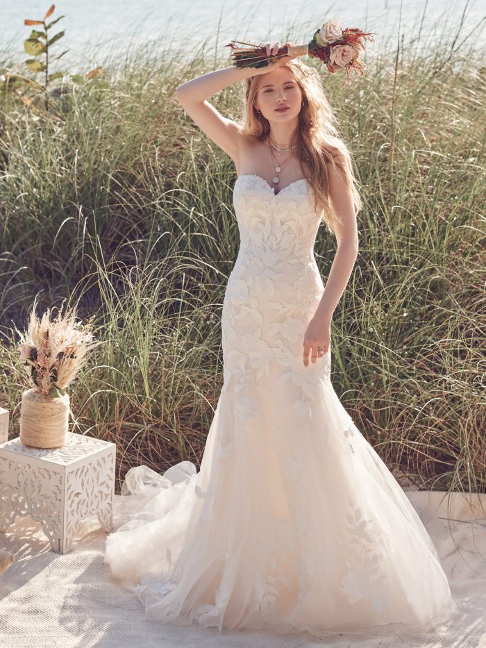 Bride Wearing A Dress Called Hattie Lynette By Rebecca Ingram