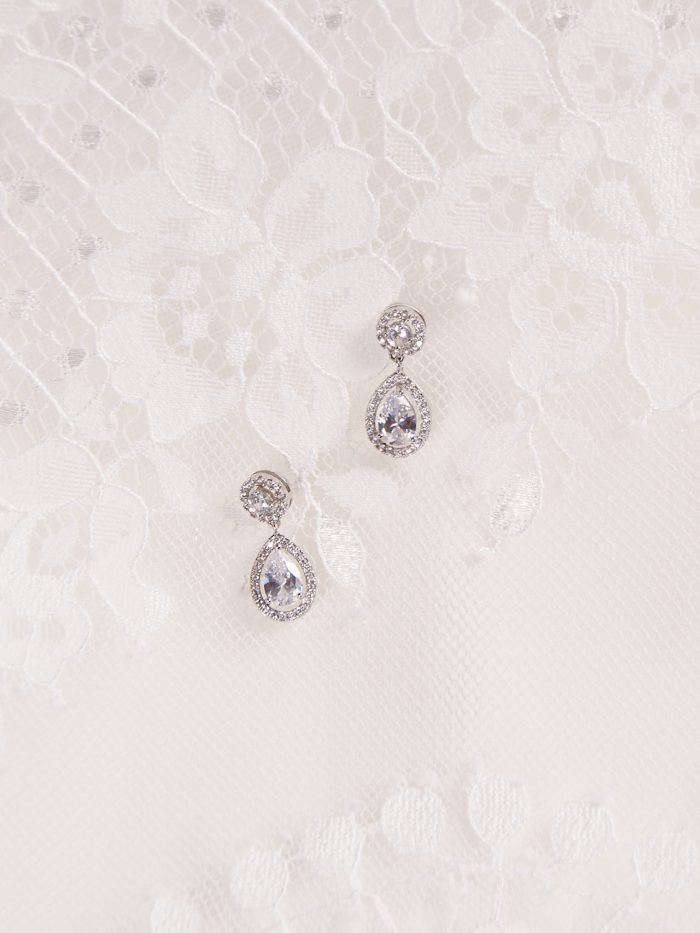 Crystal Teardrop Bridal Earrings Called Seraphine by A'El Este and Maggie Sottero