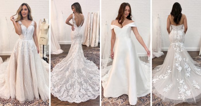 Collage of Brides During Their First Wedding Dress Fittings