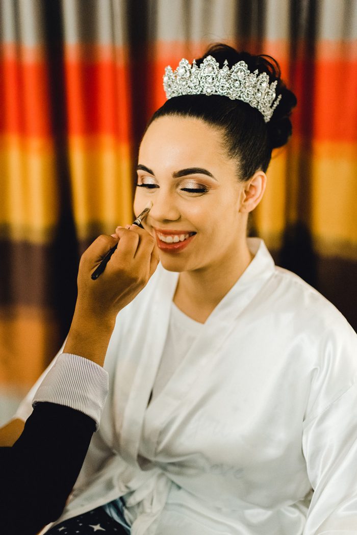 Bride Getting Makeup Done for Real Wedding