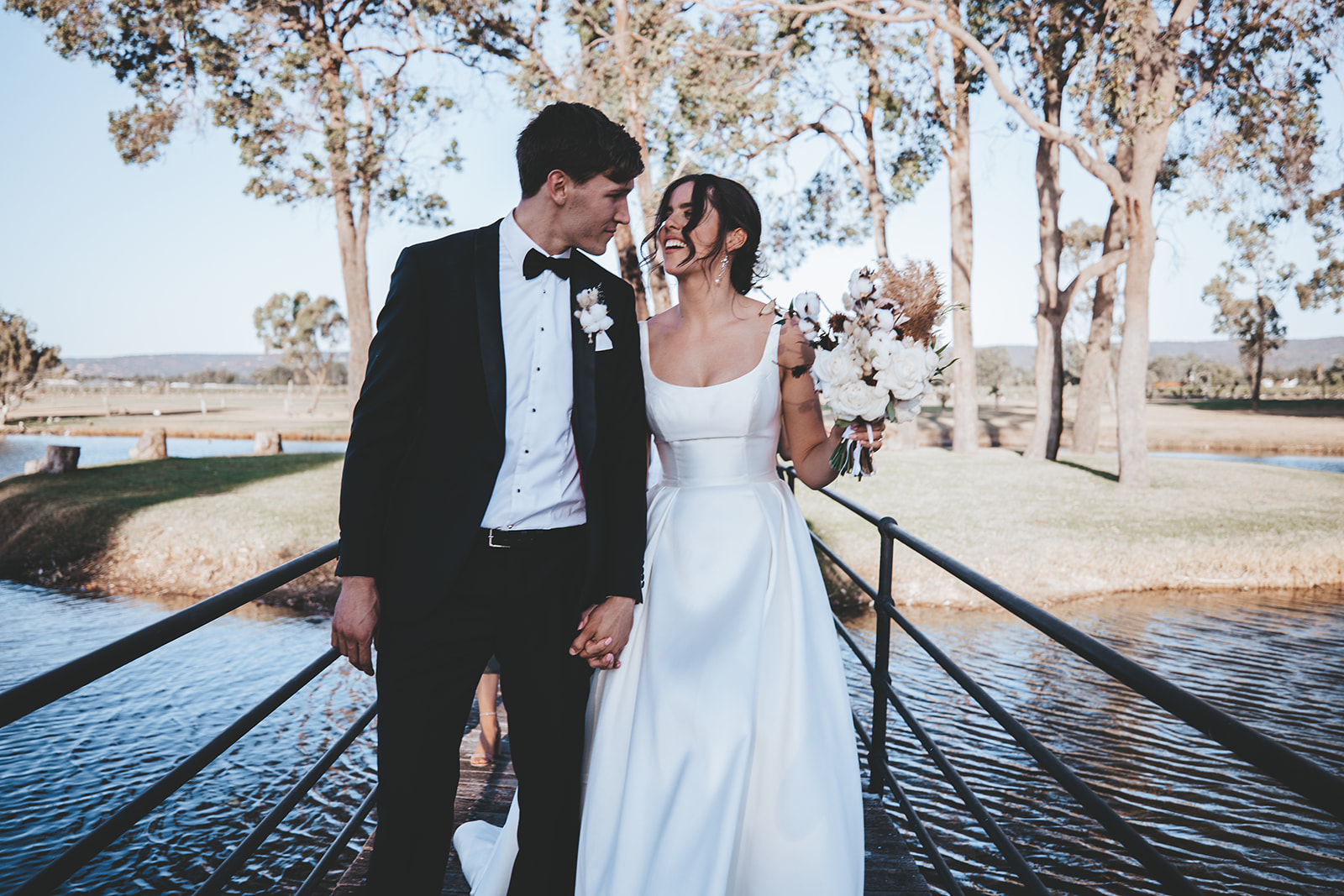 Classic Vineyard Wedding Featuring a Modern Satin Wedding Dress