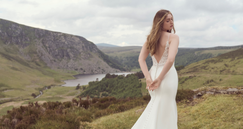 Bride In Open Back Wedding Dress Called Lorraine Anne By Rebecca Ingram