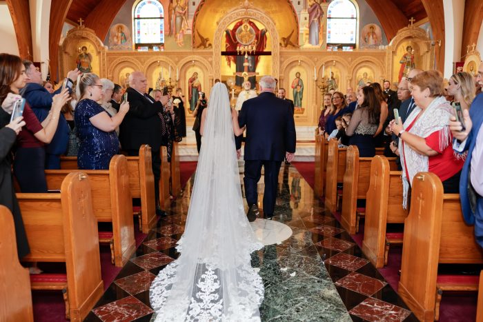 Bride In Sexy Wedding Dress Called Tuscany Royale By Maggie Sottero With Father Of The Bride