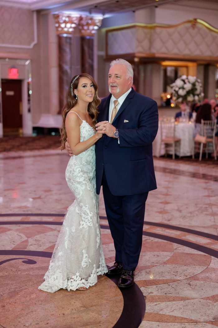 Bride In Sexy Wedding Dress Called Tuscany Royale By Maggie Sottero With Father Of The Bride