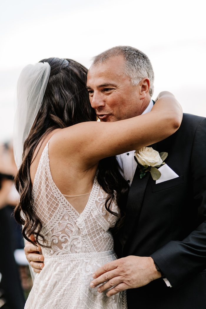 Bride In Boho Wedding Dress Called Roxanne With Father Of The Bride