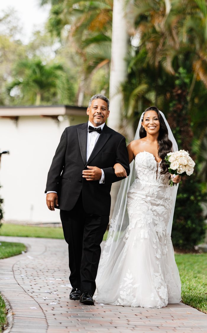 Bride In Mermaid Wedding Dress With Father Called Hattie By Rebecca Ingram