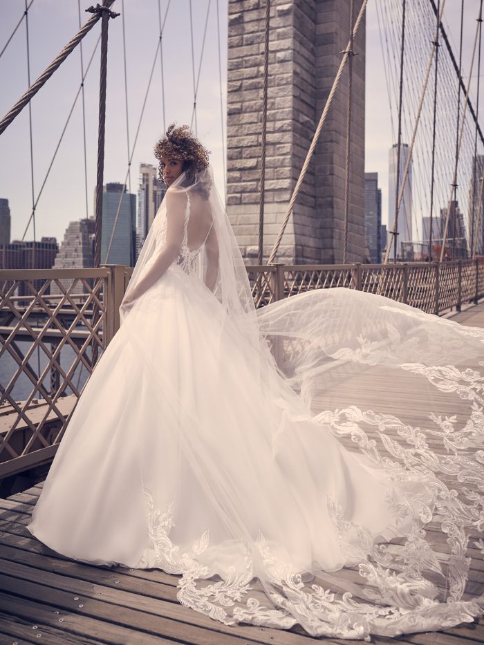 Bride In Open Back Wedding Dress Called Fairbanks By Maggie Sottero