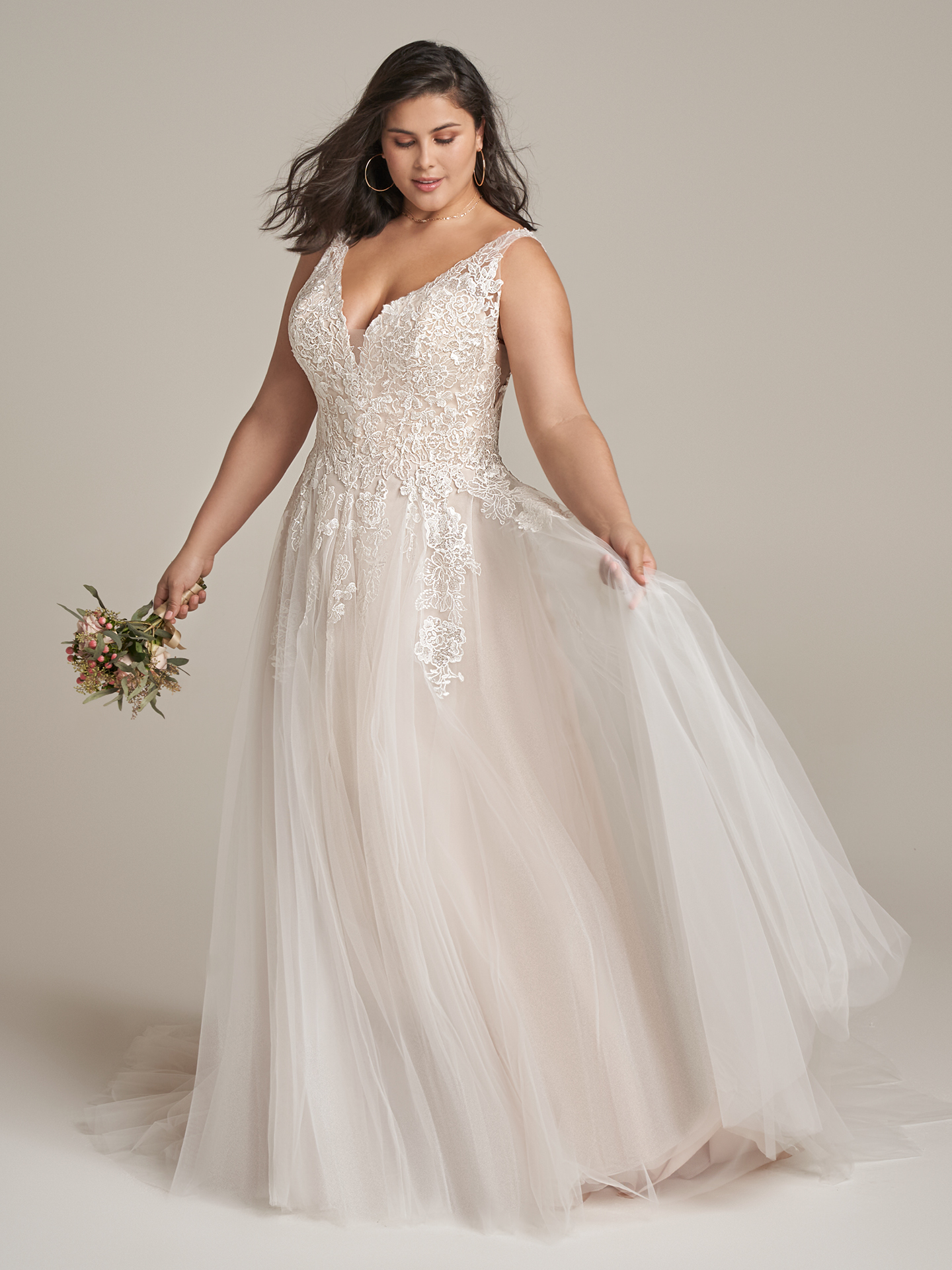 Plus Size Bride In A-Line Wedding Dress Called Emily Lynette By Rebecca Ingram