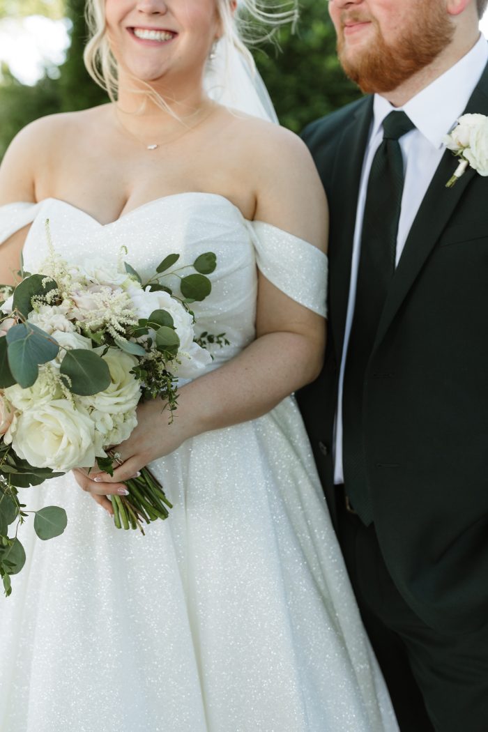 Bride wearing Anniston by Maggie Sottero before her wedding dress preservation