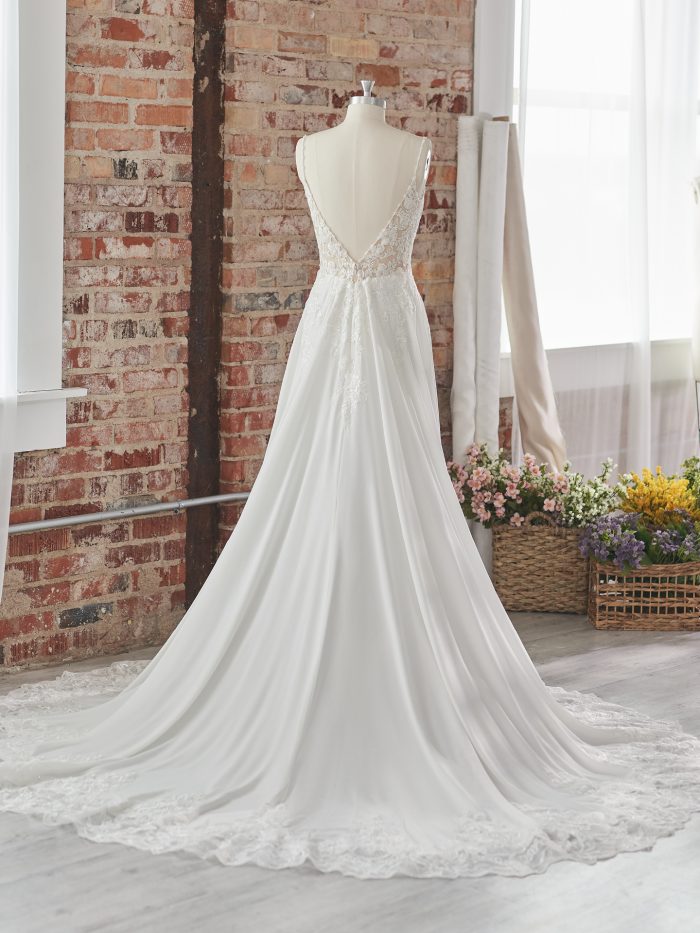 Chiffon Wedding Dress Called Primrose By Maggie Sottero On Mannequin
