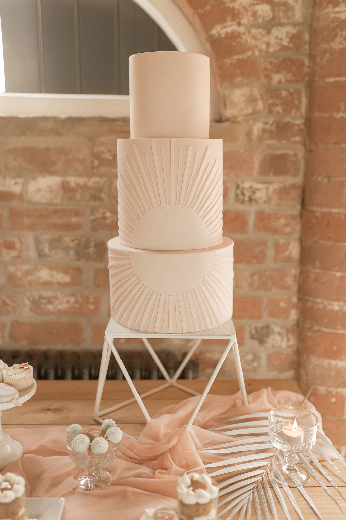 Photo Of Modern Neutral Wedding Cake