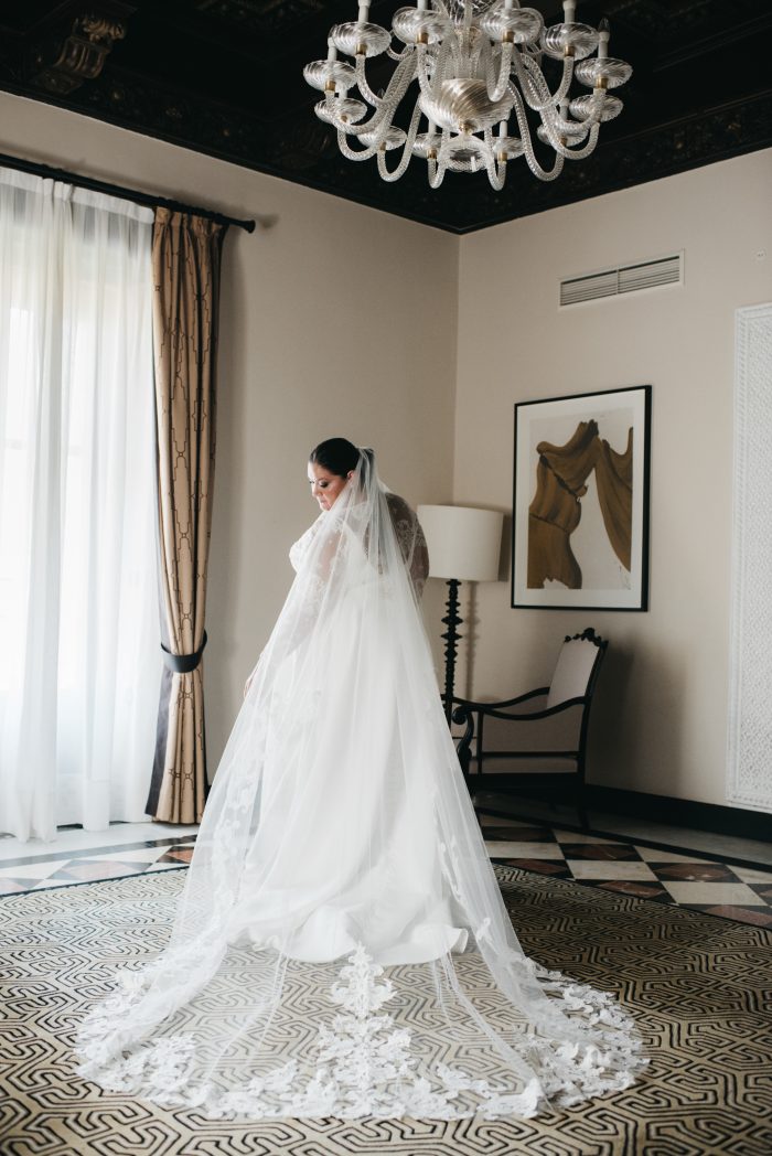 Bride wearing Tuscany Lynette by Maggie Sottero