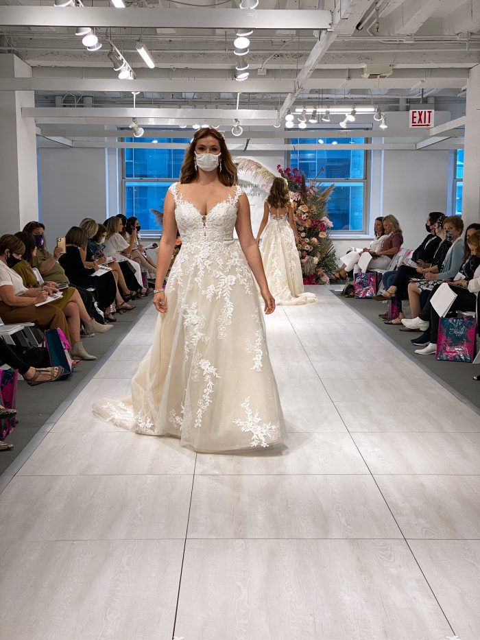 Model Wearing Favorite Wedding Dress Called Diana by Maggie Sottero at the Chicago Bridal Market