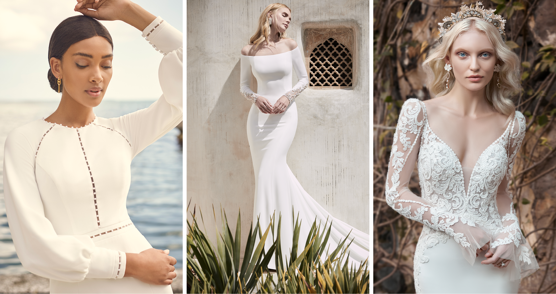 Long Sleeve Crepe Wedding Dresses for a Sophisticated Bridal Look