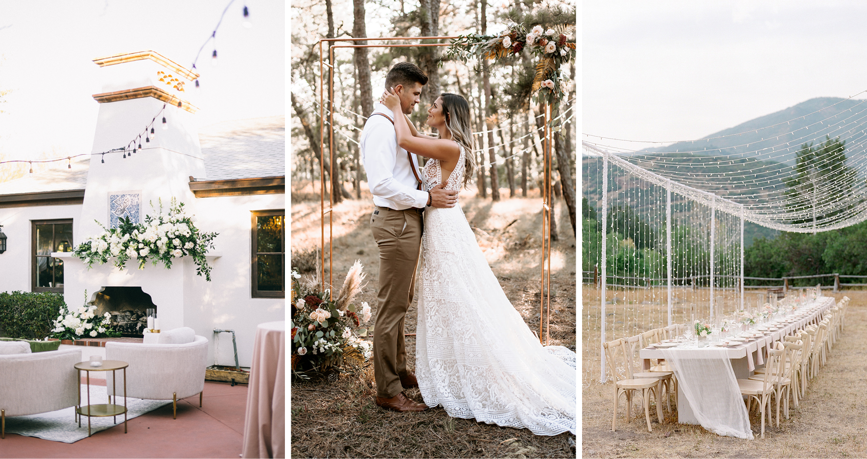 Collage of Outdoor Wedding Ideas for a Whimsical Celebration