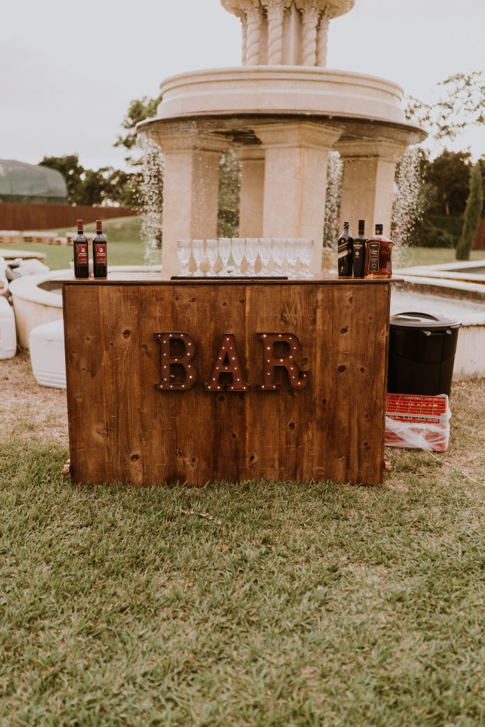 Outdoor Wedding Bar at Backyard Wedding
