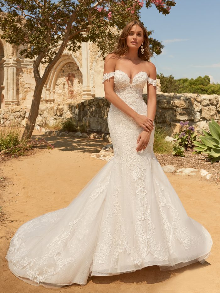Bride Wearing Mermaid Wedding Dress Called Frederique by Maggie Sottero