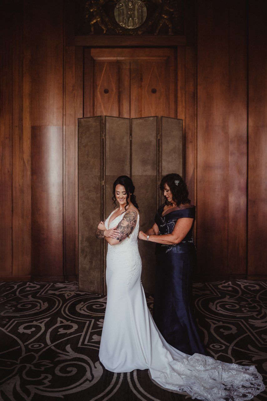 Bride In Crepe Wedding Dress Called Bracken By Sottero And Midgley