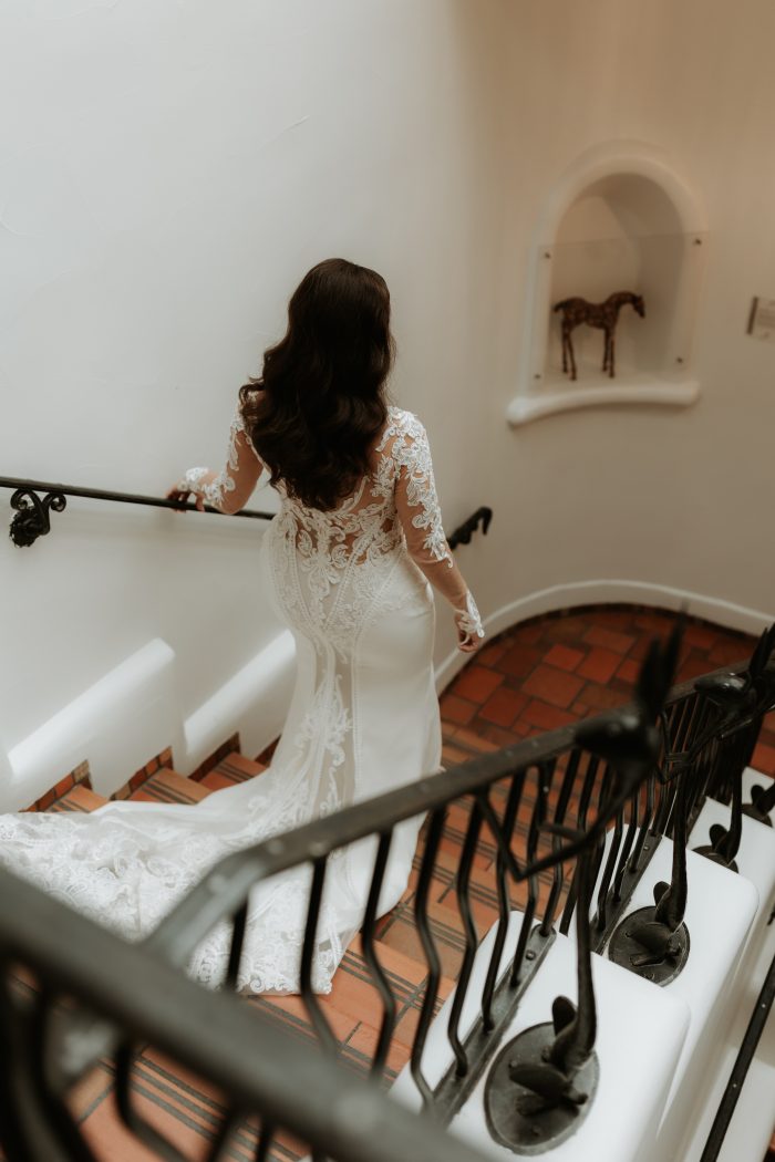 Bride In Long Sleeve Wedding Dress Called Cambridge Dawn By Sottero And Midgley