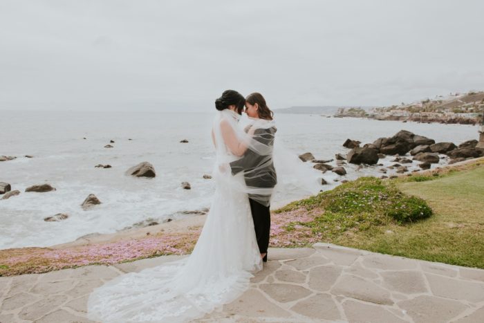 Bride In Lace Wedding Dress Called Greenley By Maggie Sottero With Wife