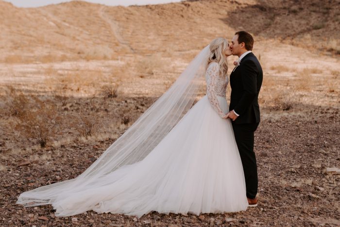 Bride In Long Sleeve Wedding Dress With Lace Called Mallory Dawn By Maggie Sottero