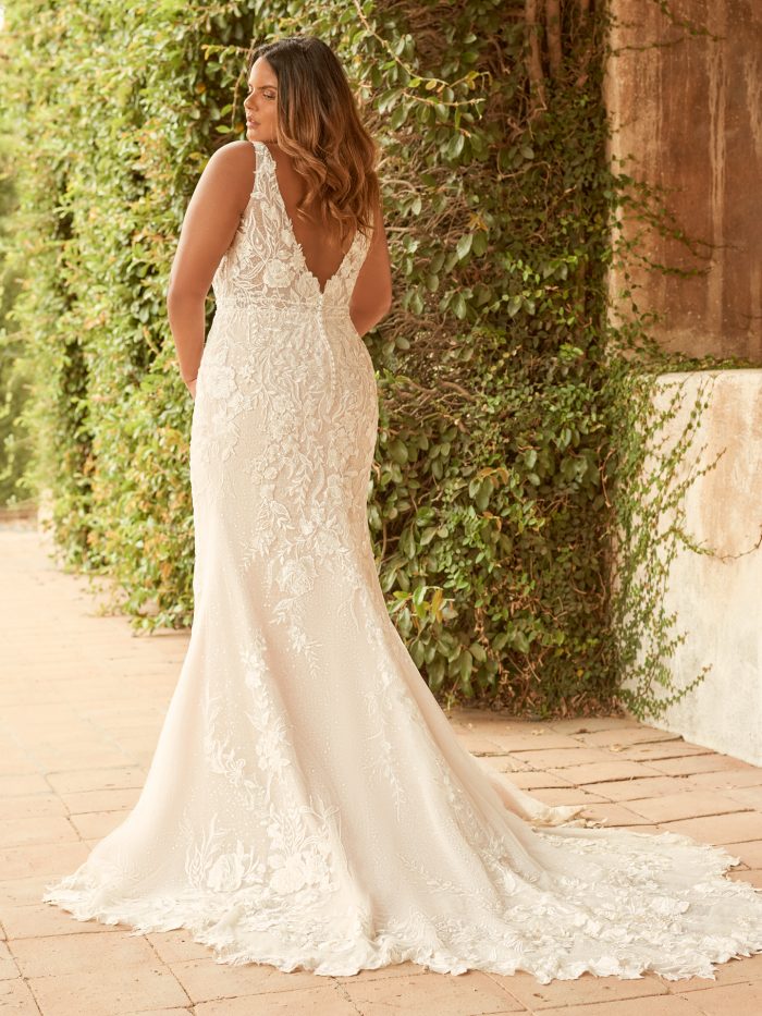 Bride Wearing Fit And Flare Wedding Dress Called Albany By Maggie Sottero 