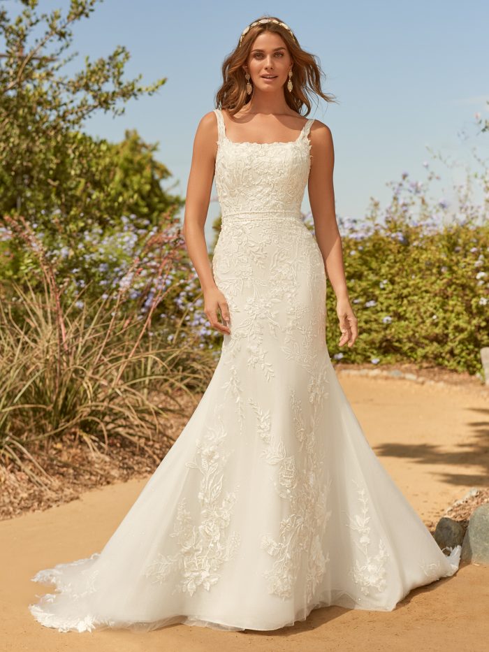 Wedding Dress Trends With Square Neck Gown With A Bride Wearing A Dress Called Albany By Maggie Sottero
