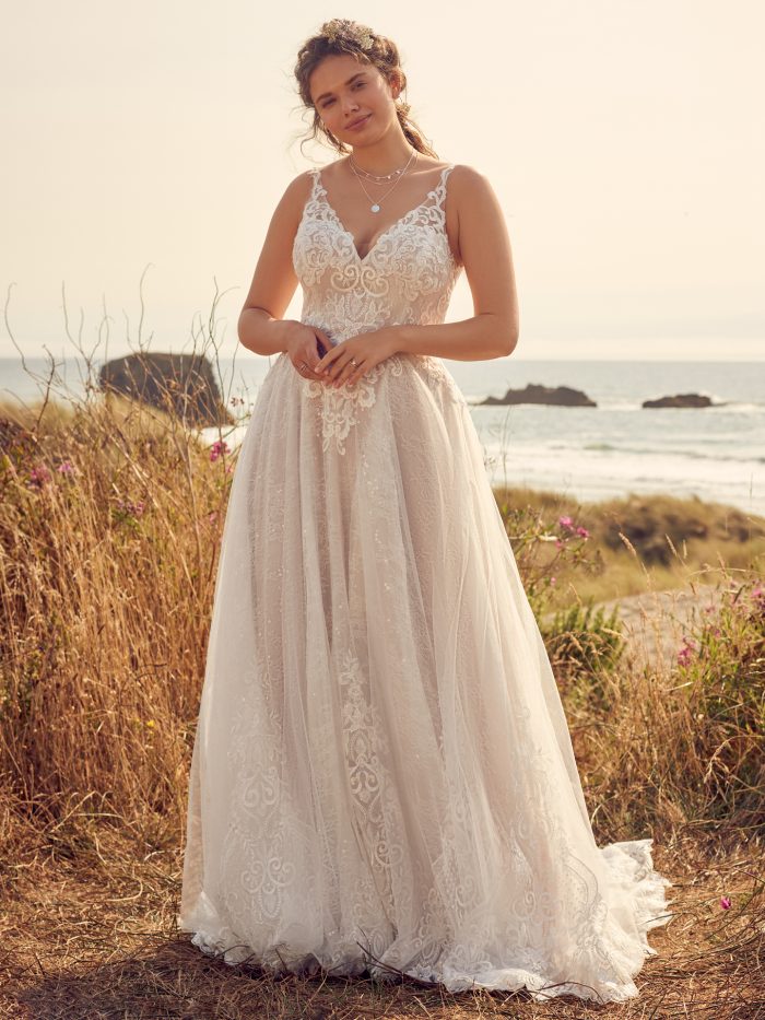 Plus Size Bride In Lace Wedding Dress Called Shauna By Rebecca Ingram