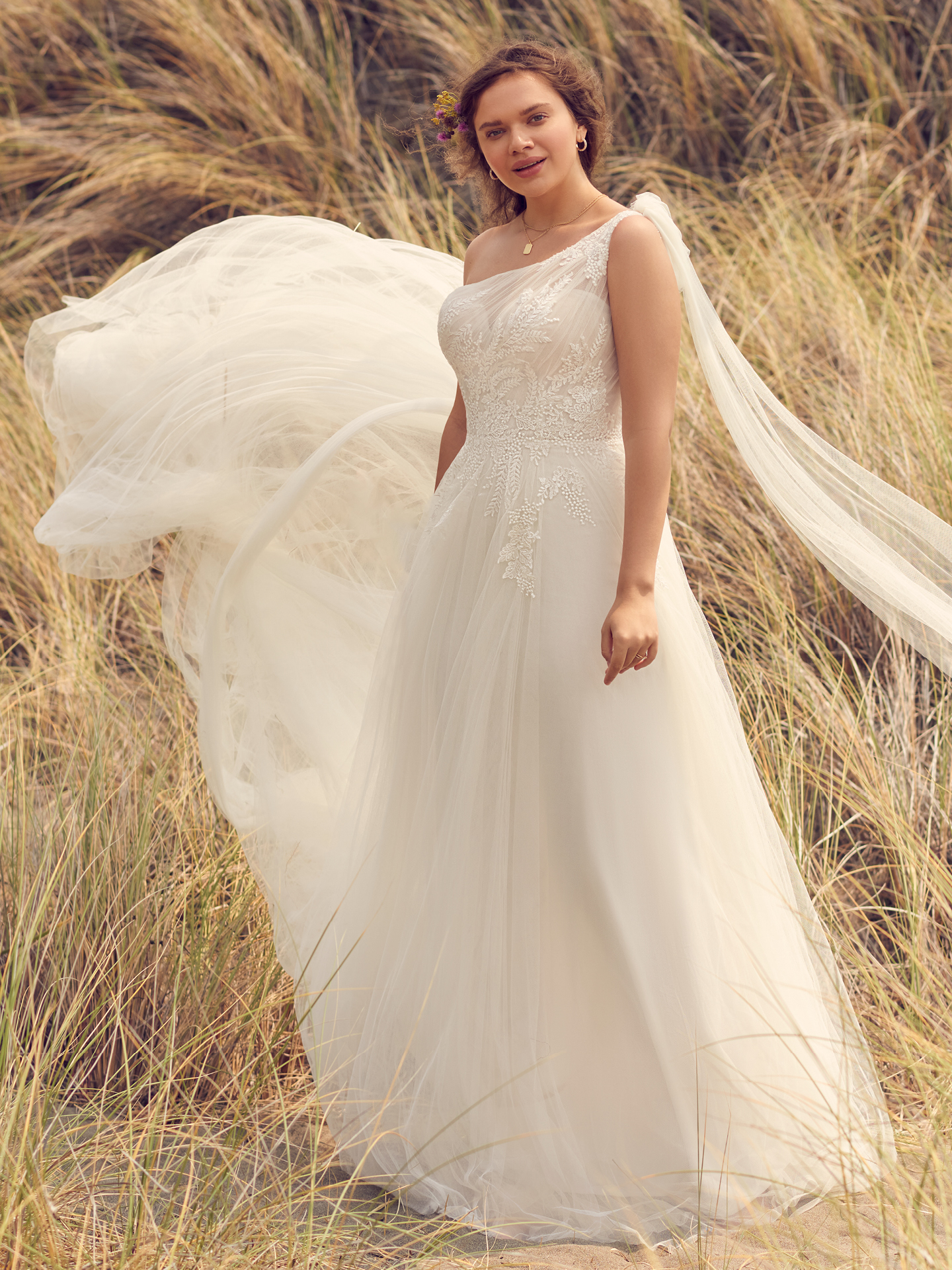 Bride In One Shoulder Unique Wedding Dress Called Winnie By Rebecca Ingram