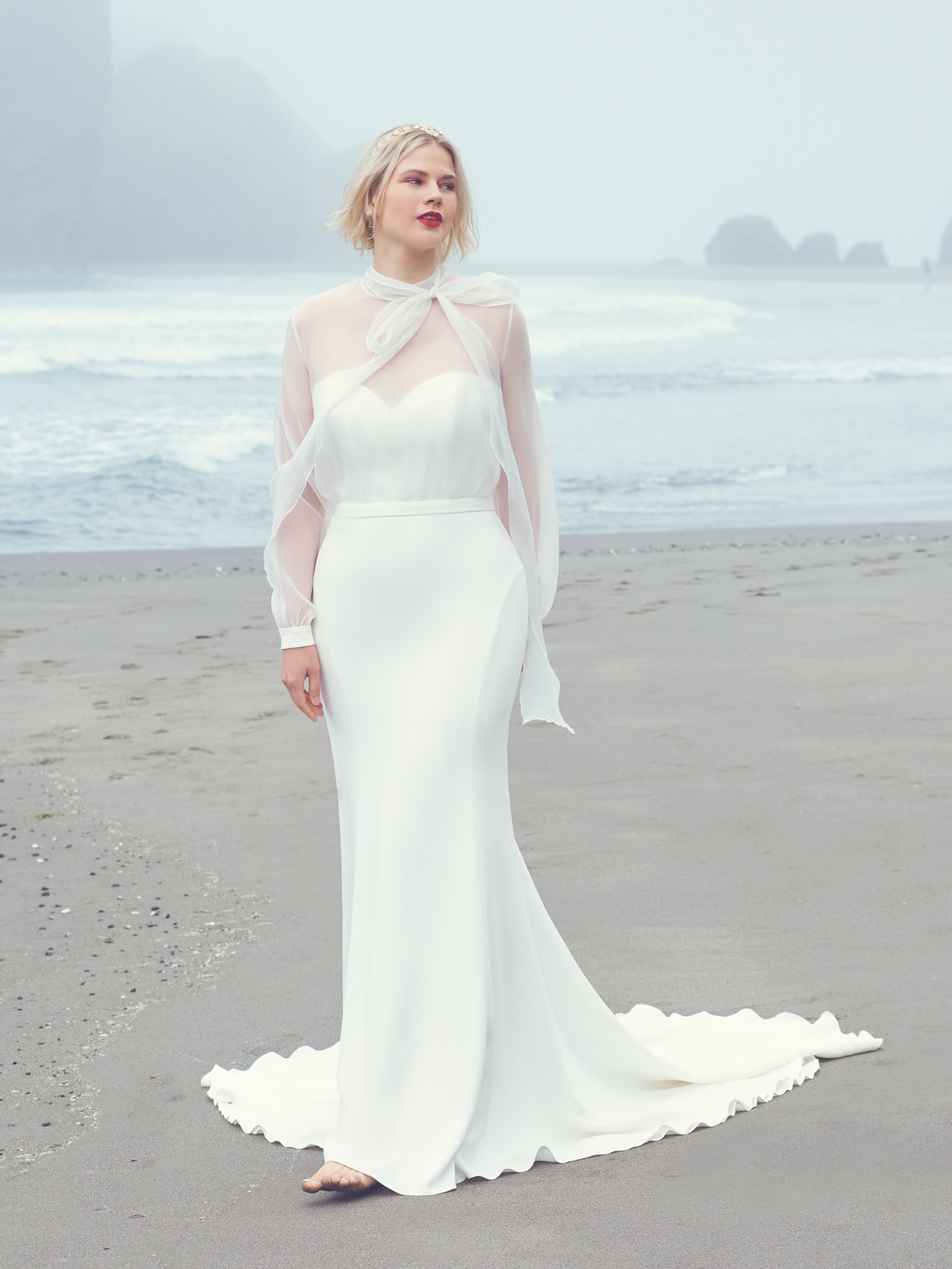 Bride In Modest Wedding Dress With Chiffon Jacket Called Lupita By Sottero And Midgley