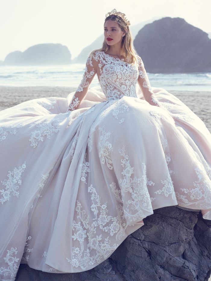 Bride Wearing A Fairytale Wedding Dress Ballgown Called Norvinia Lynette By Sottero And Midgley
