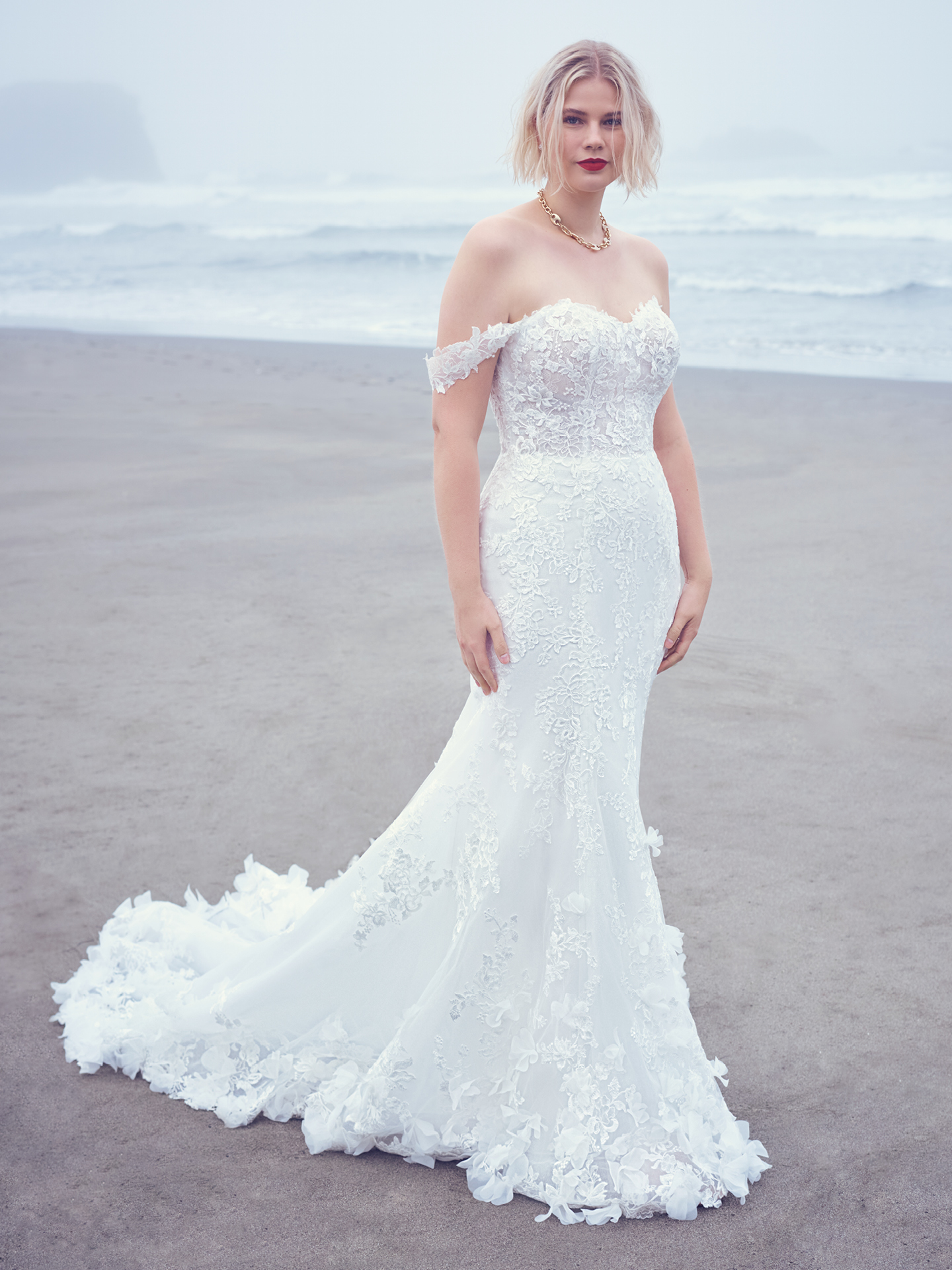 Bride In Floral Lace Wedding Dress Called Ryker By Sottero And Midgley