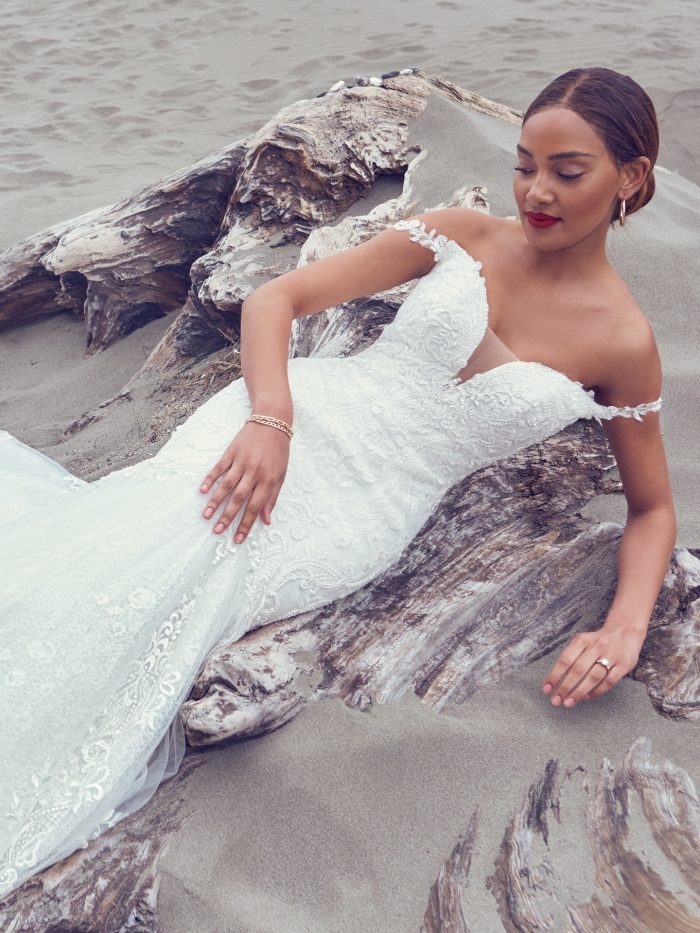 Bride Wearing Mermaid Wedding Dress Miami On Beach