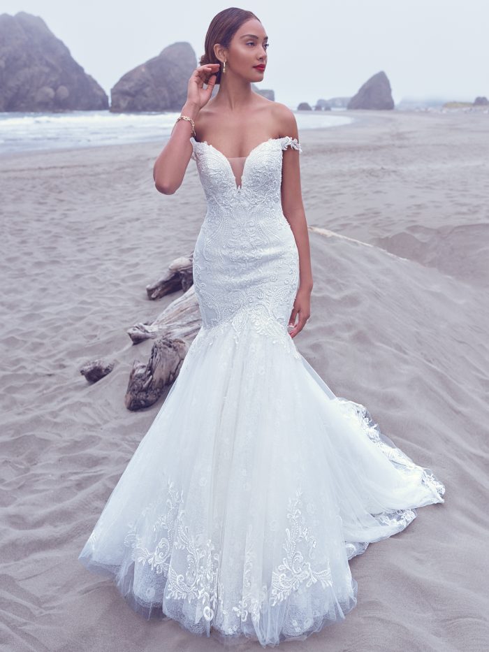Bride Wearing Mermaid Wedding Dress Miami On Beach