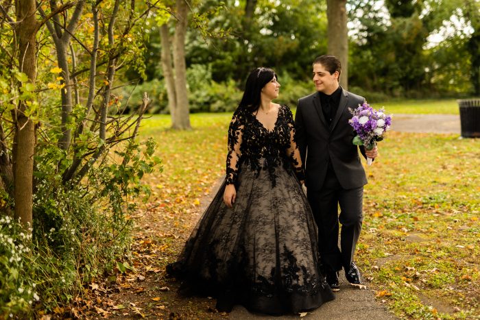 Bride In Black Lace Wedding Dress Called Zander By Sottero And Midgley