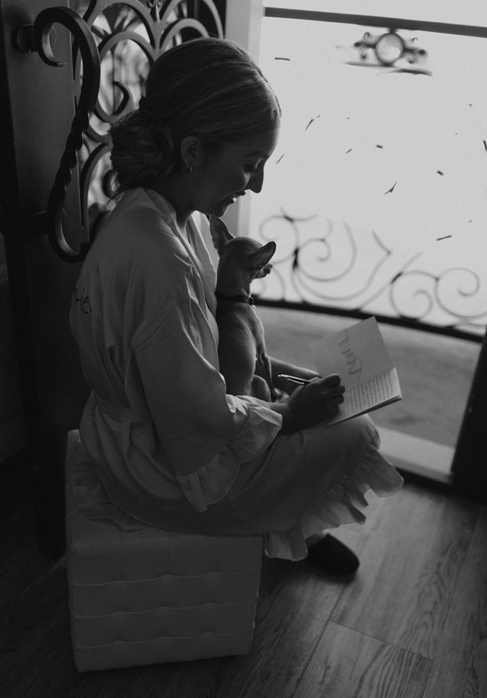 Bride With Dog Having A Stress Free Wedding In Robe