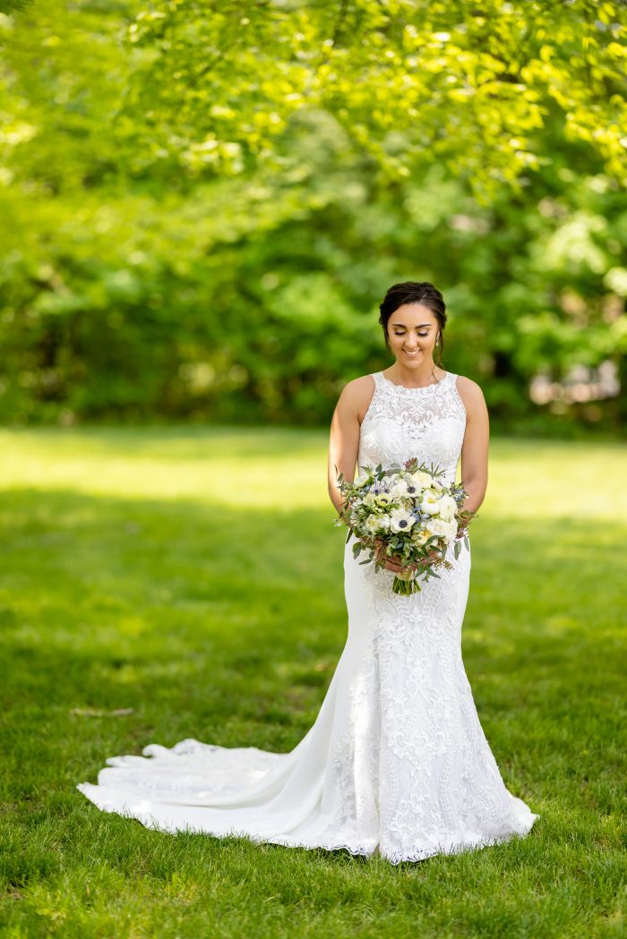 Bride In Halter Neck Lace Wedding Dress Called Kevyn By Sottero And Midgley