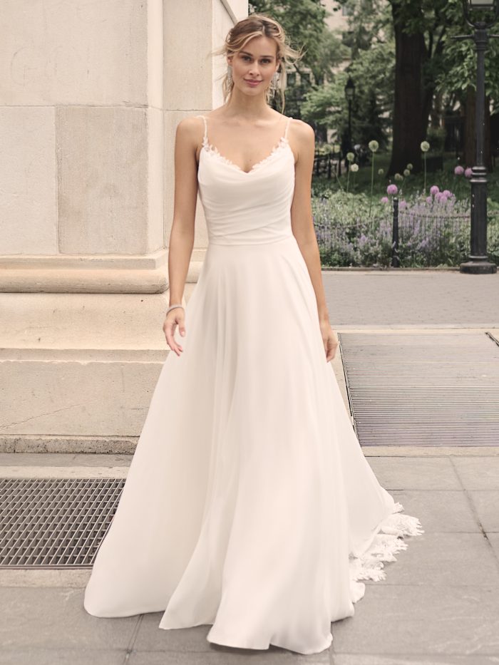 Bride In Chiffon A-Line Wedding Dress Called Jessica By Maggie Sottero