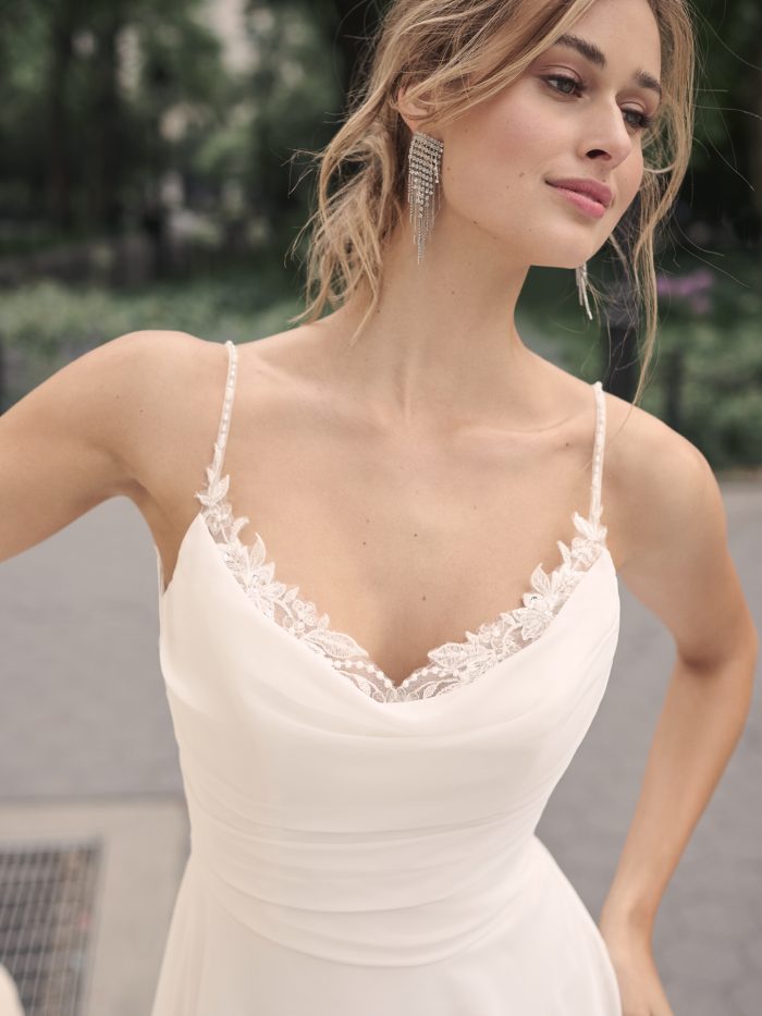 Bride In Chiffon A-Line Wedding Dress Called Jessica By Maggie Sottero