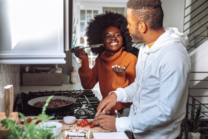 Black Woman And White Man Celebrate Valentines Day On A Budget By Cooking A Romantic Meal Together