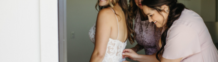 Bride In Lace Wedding Dress Called Tuscany Royale By Maggie Sottero With Wedding Undergarments