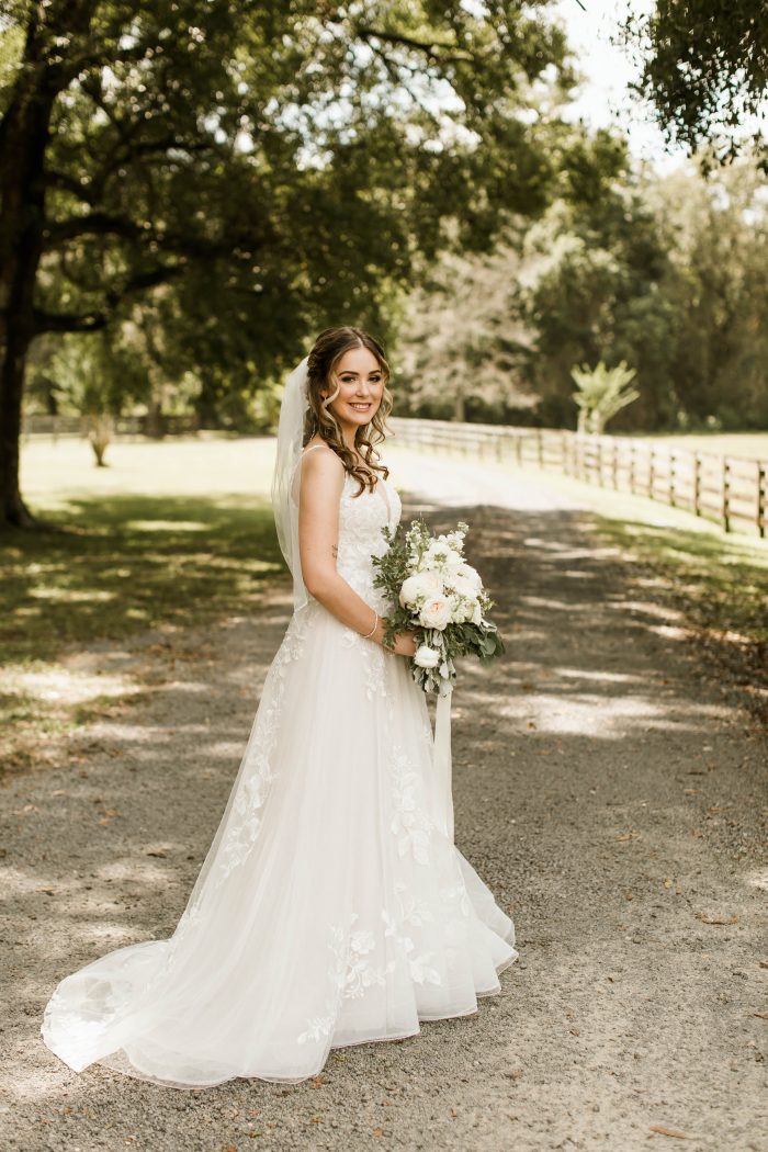 Bride In Lace Wedding Dress Called Ellen By Rebecca Ingram At Hotel Wedding Venue Idea