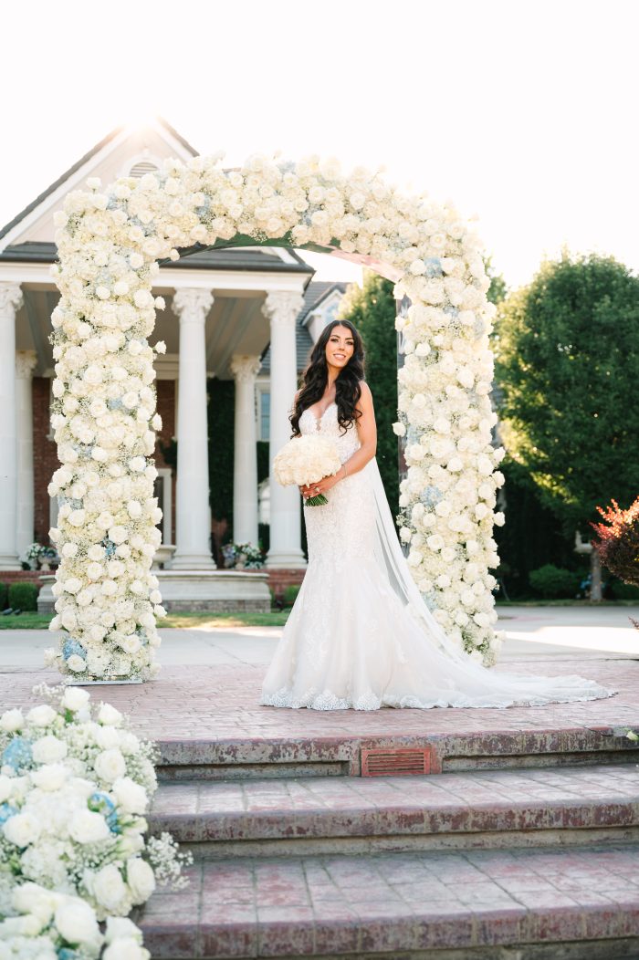 Bride In Lace Fit And Flare Wedding Dress Called Fiona By Maggie Sottero 
